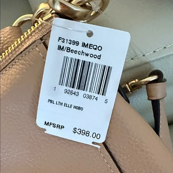 Coach Tan Leather Crossbody Bag. Pebbled leather Hobo in Beachwood - Picture 7 of 7